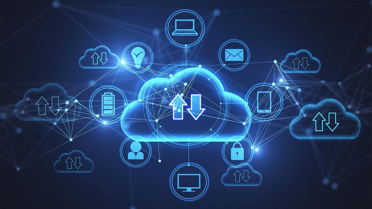 Cloud computing network connecting devices, storage and services